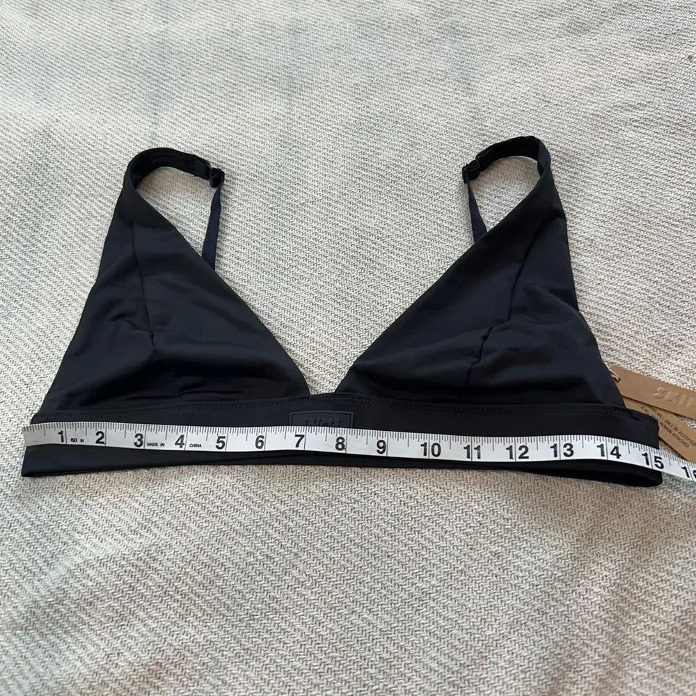 SKIMS Plunge Swim Bikini Top Size XL NWT Onyx Black Adjustable Straps